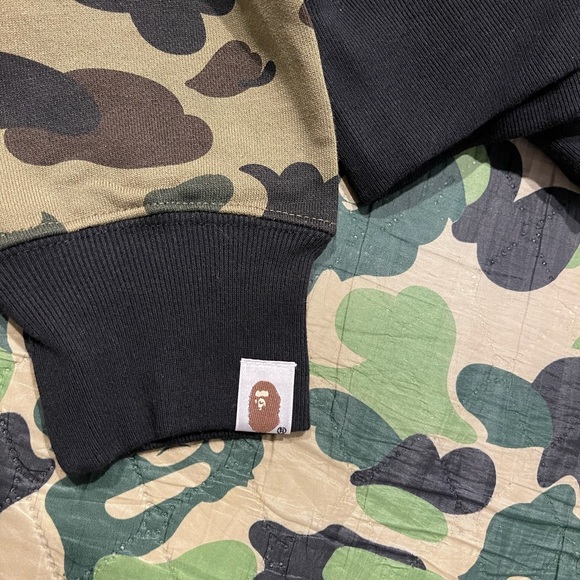 Bape A Bathing Ape Half Camo Half Black Hoodie - Picture 6 of 8